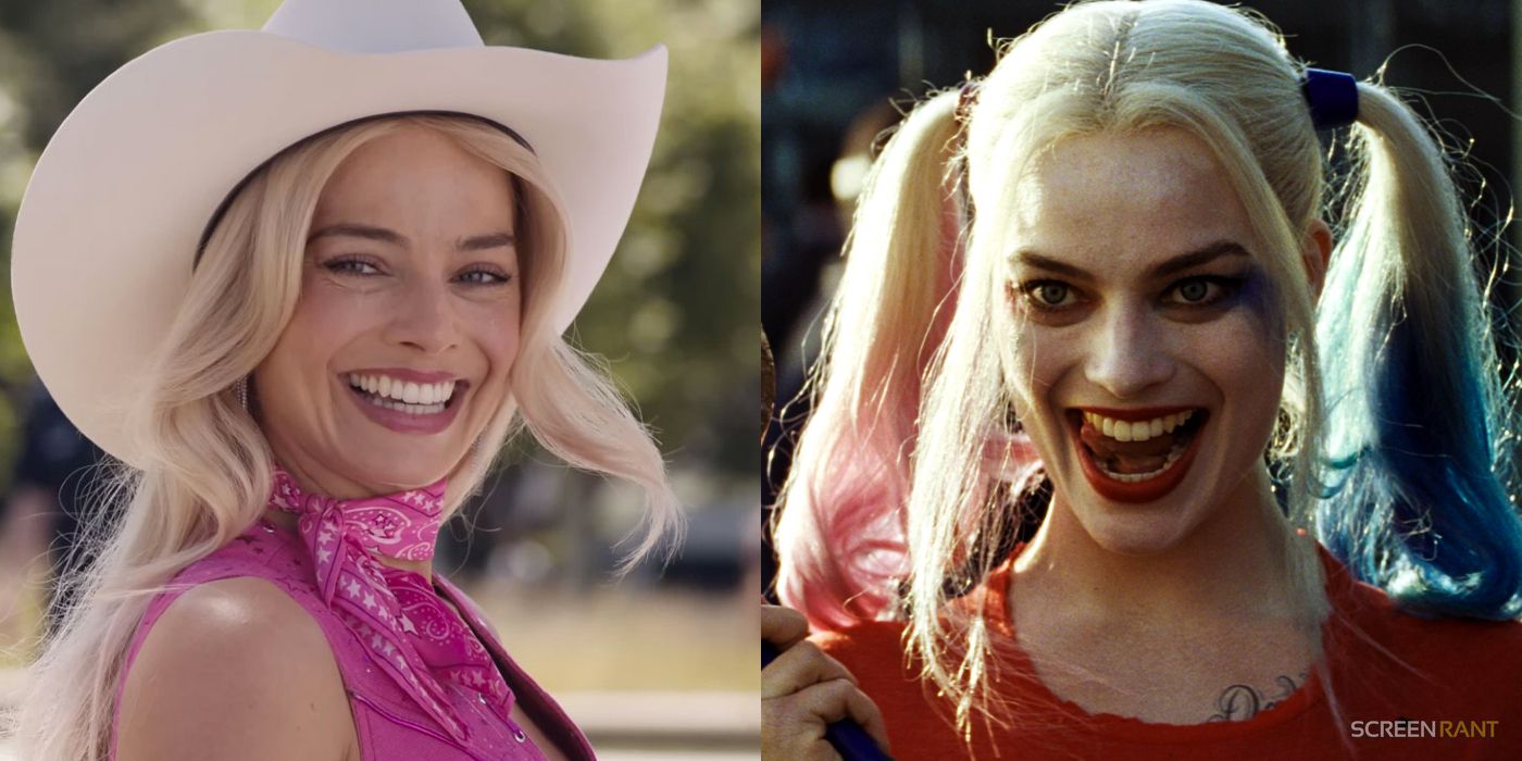 Margot Robbie as Barbie and Harley Quinn