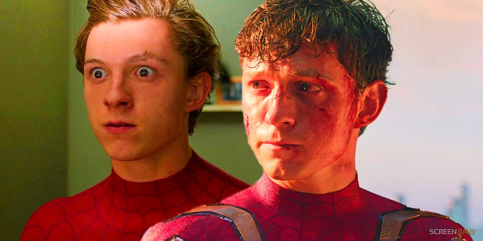 Tom Holland in Spider-Man Homecoming and Spider-Man No Way Home