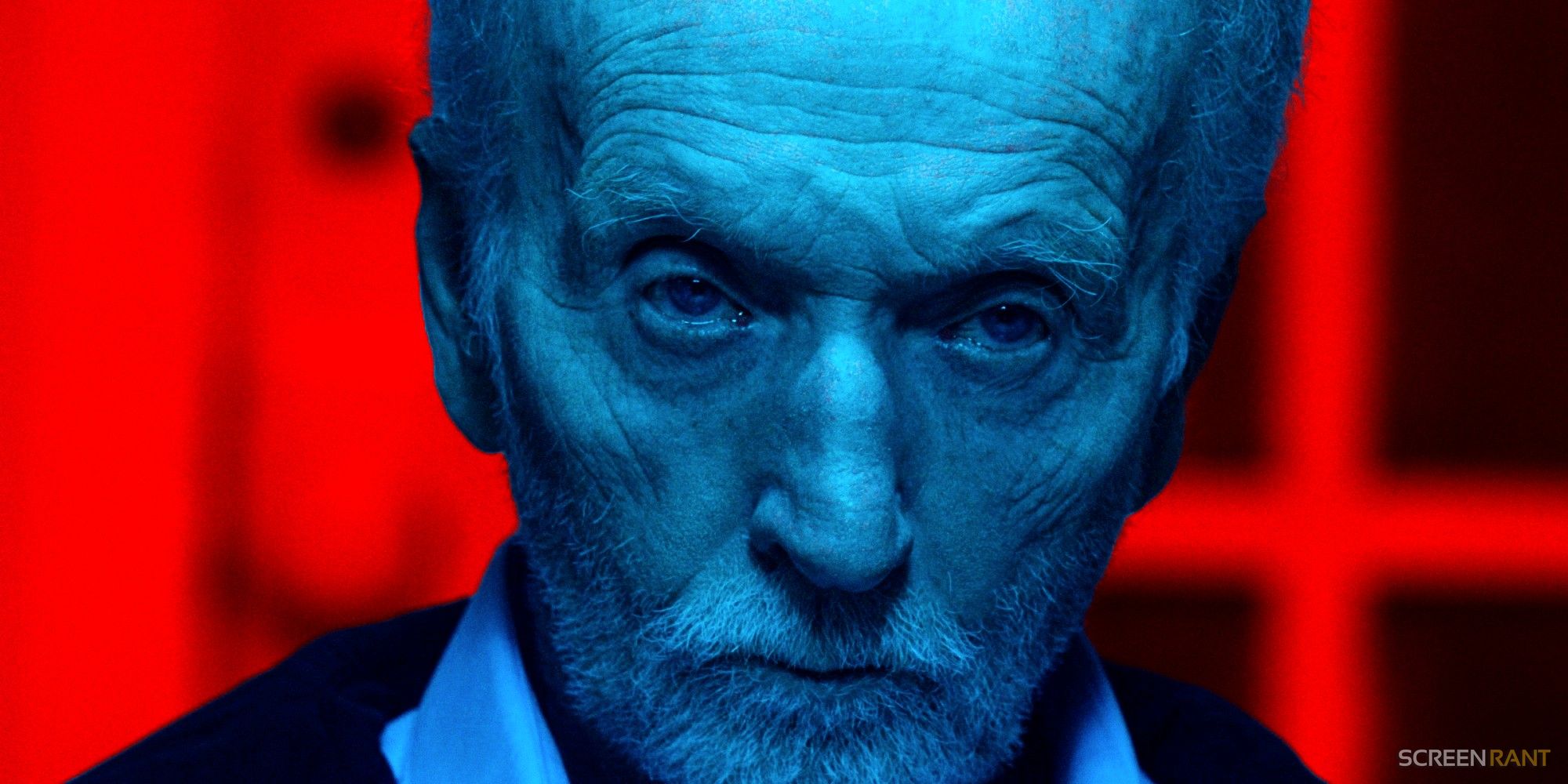 Saw X Post Credits Scene - close up of Tobin Bell as Kramer/Jigsaw