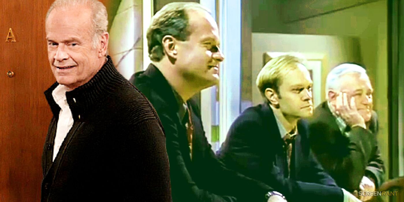Frasier opening the door in his new apartment and  the Crane boys looking at Seattle in the original show