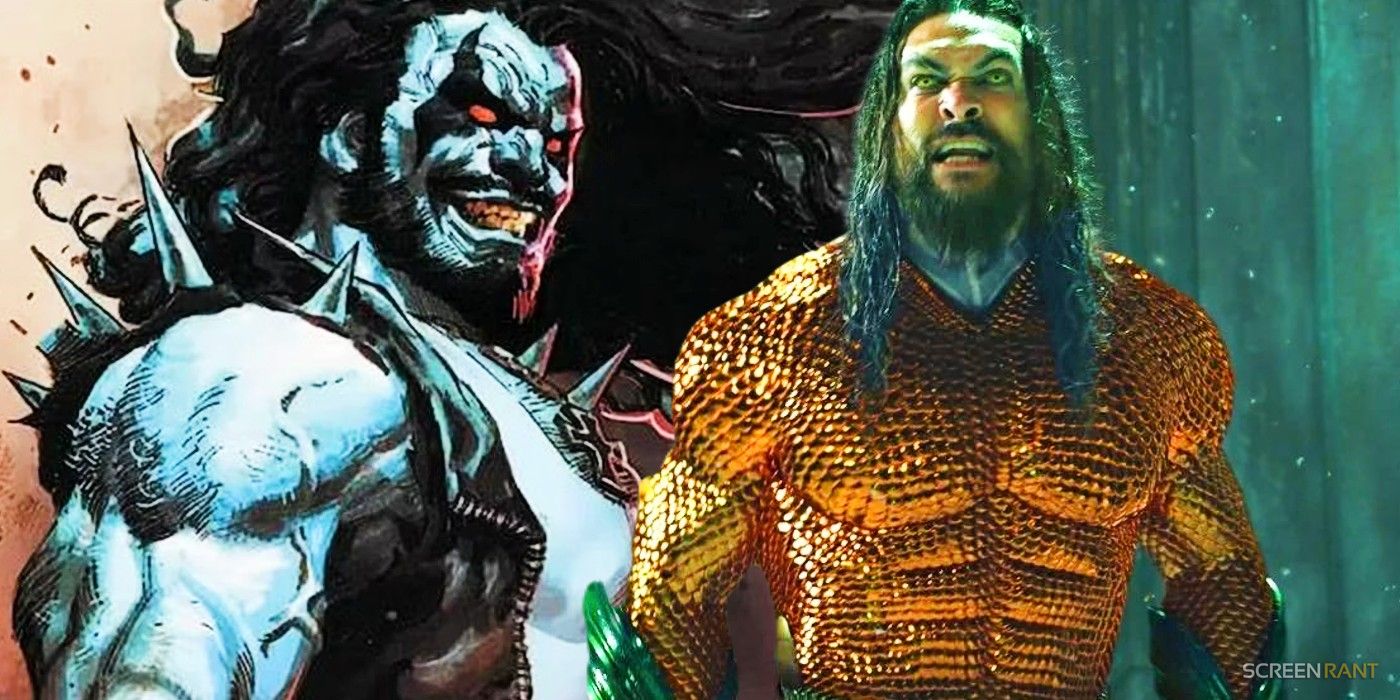Lobo from the comics and Jason Momoa with the gold armor in Aquaman and the Lost Kingdom