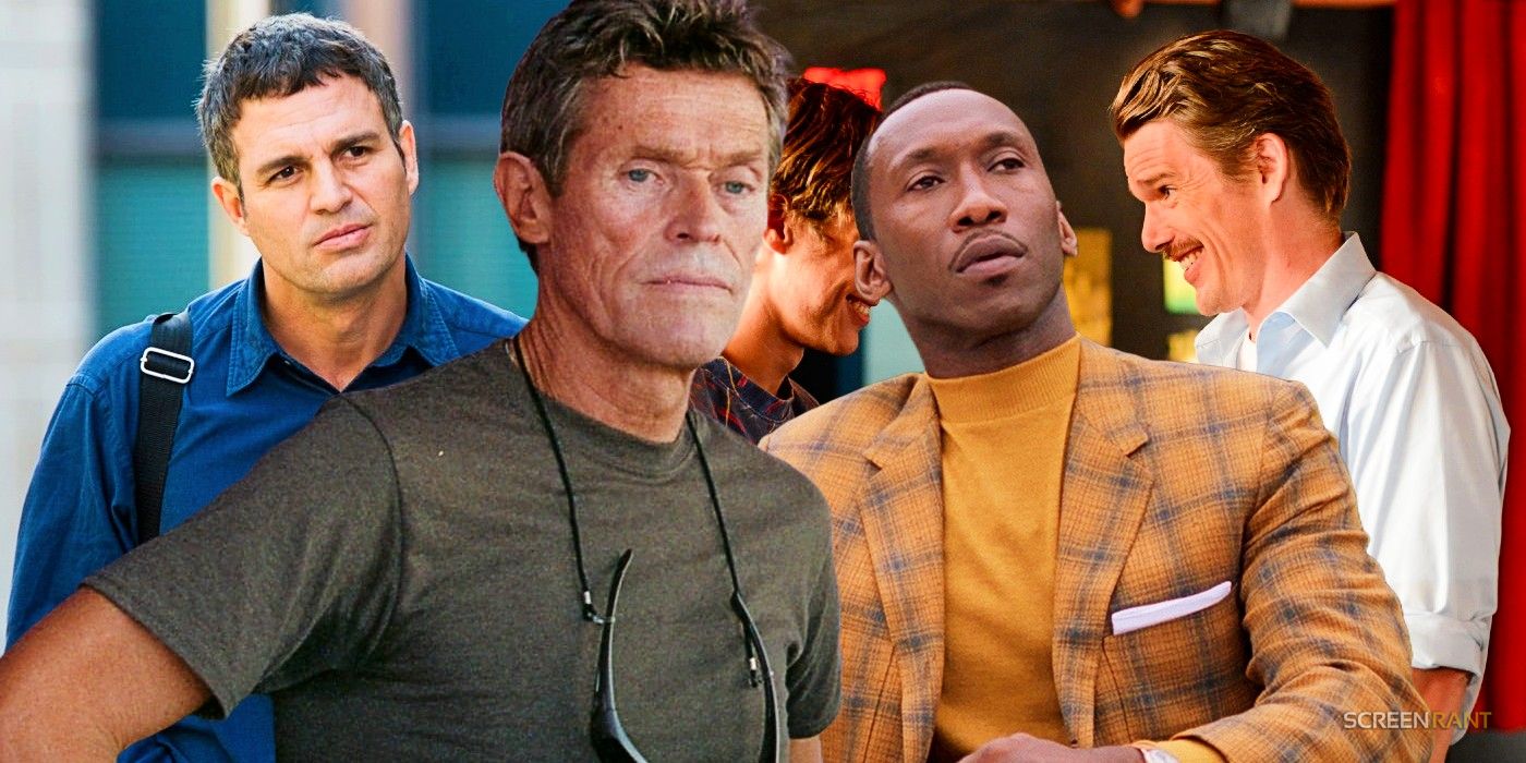 Mark Ruffalo in Spotlight, Willem Dafoe in The Florida Project, Mahershala Ali in Green Book, and Ethan Hawke in Boyhood