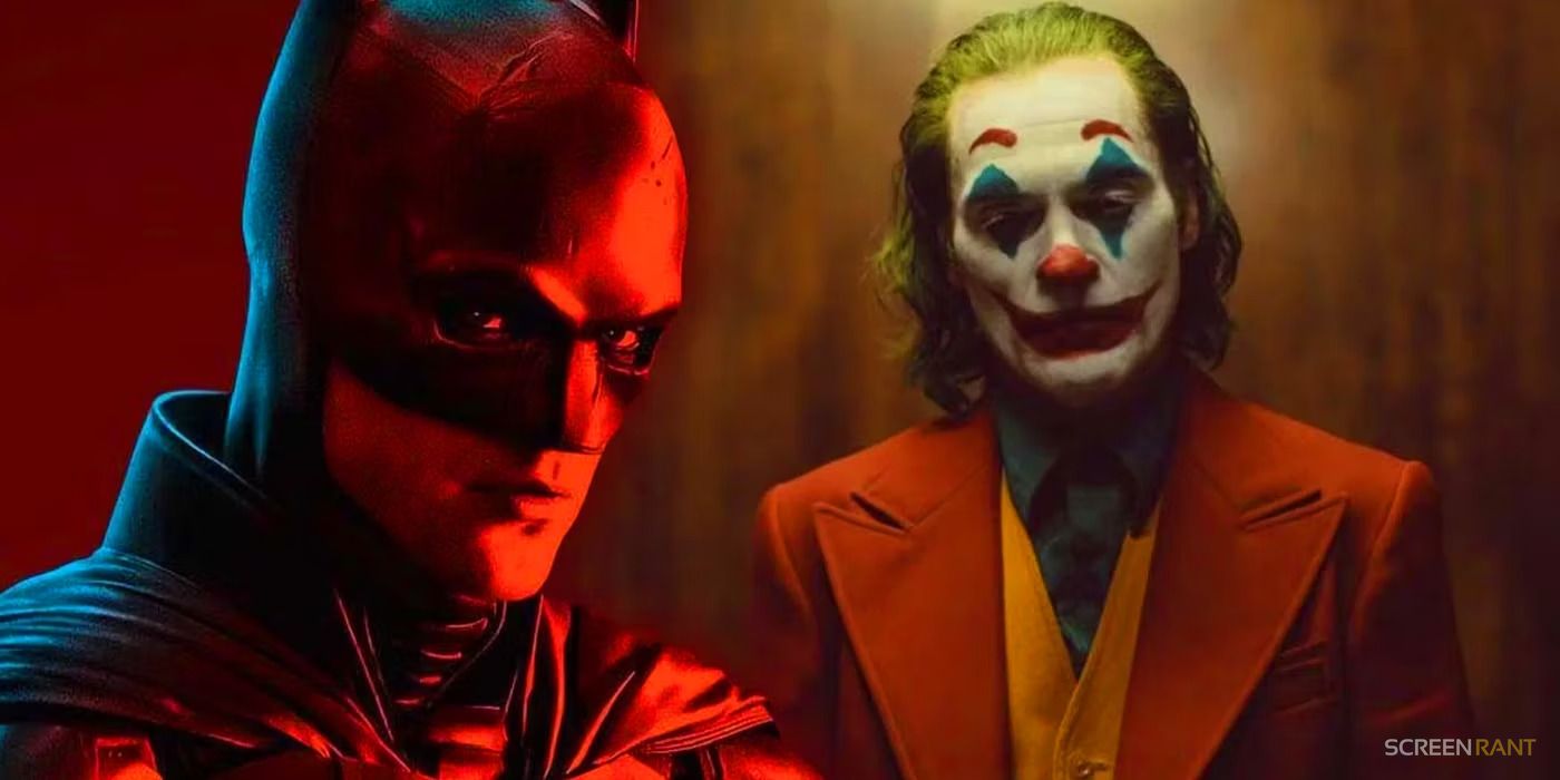 Robert Pattinson in The Batman poster and Joaquin Phoenix in Joker