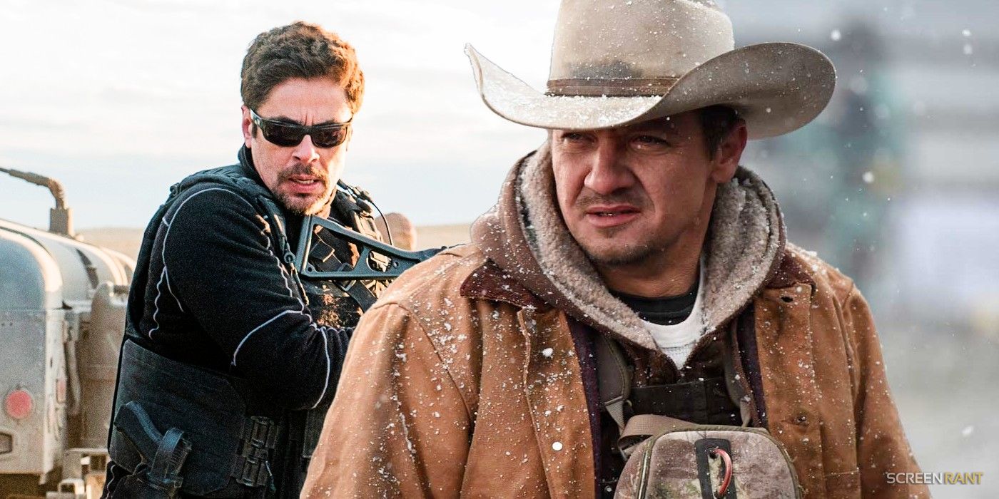 Benicio Del Toro in Sicario and Jeremy Renner in Wind River