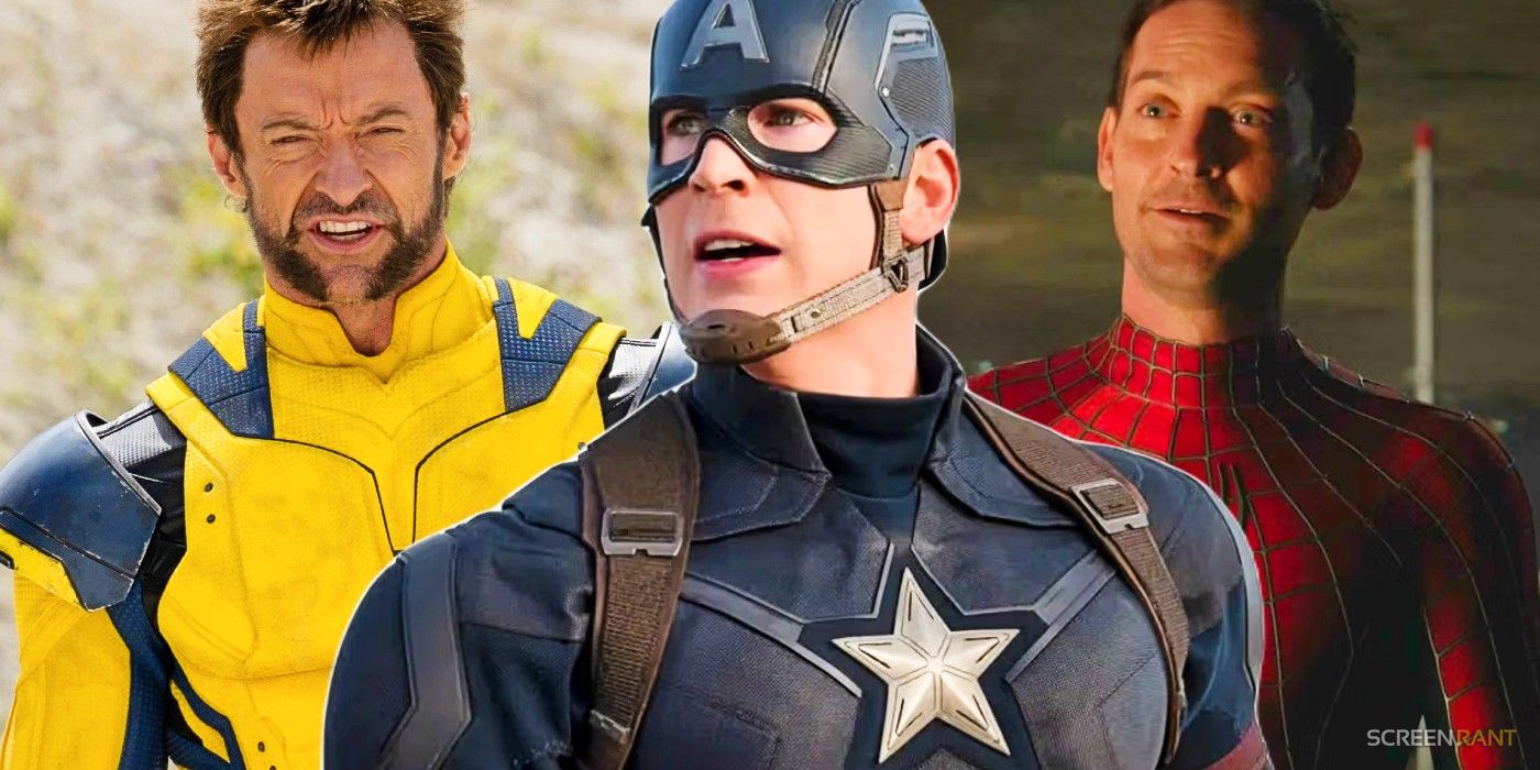 Chris Evans' Captain America with Hugh Jackman's Wolverine and Tobey Maguire's Spider-Man