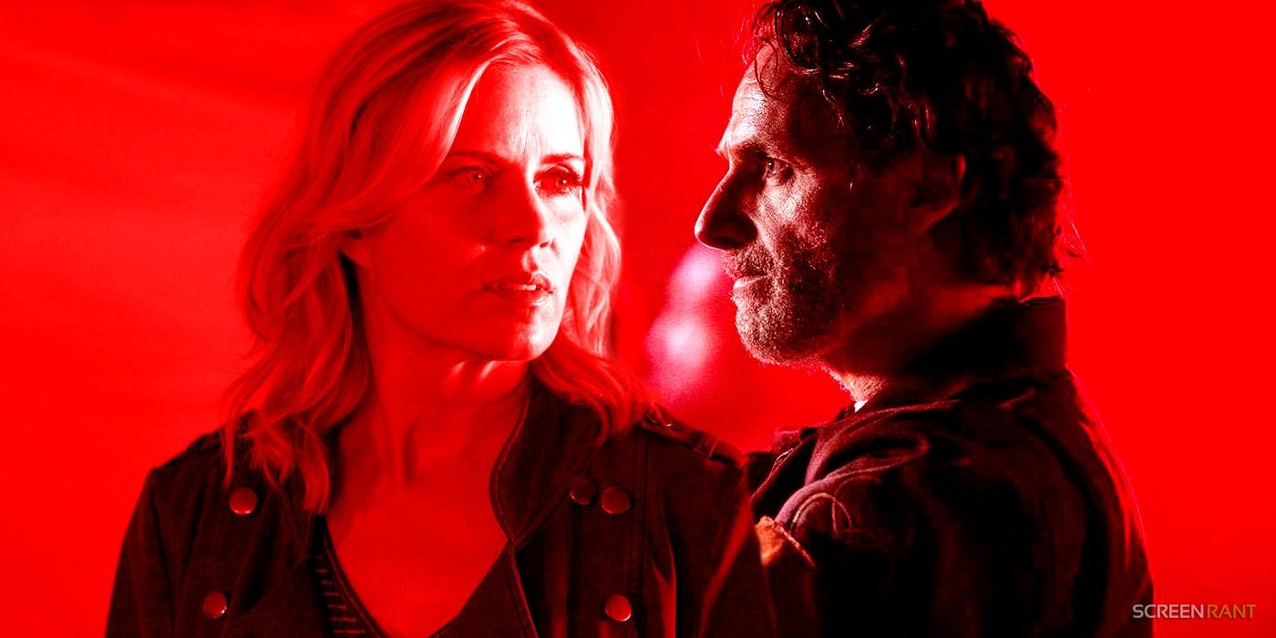 Kim Dickens as Madison in Fear The Walking Dead and Andrew Lincoln as Rick in The Ones Who Live