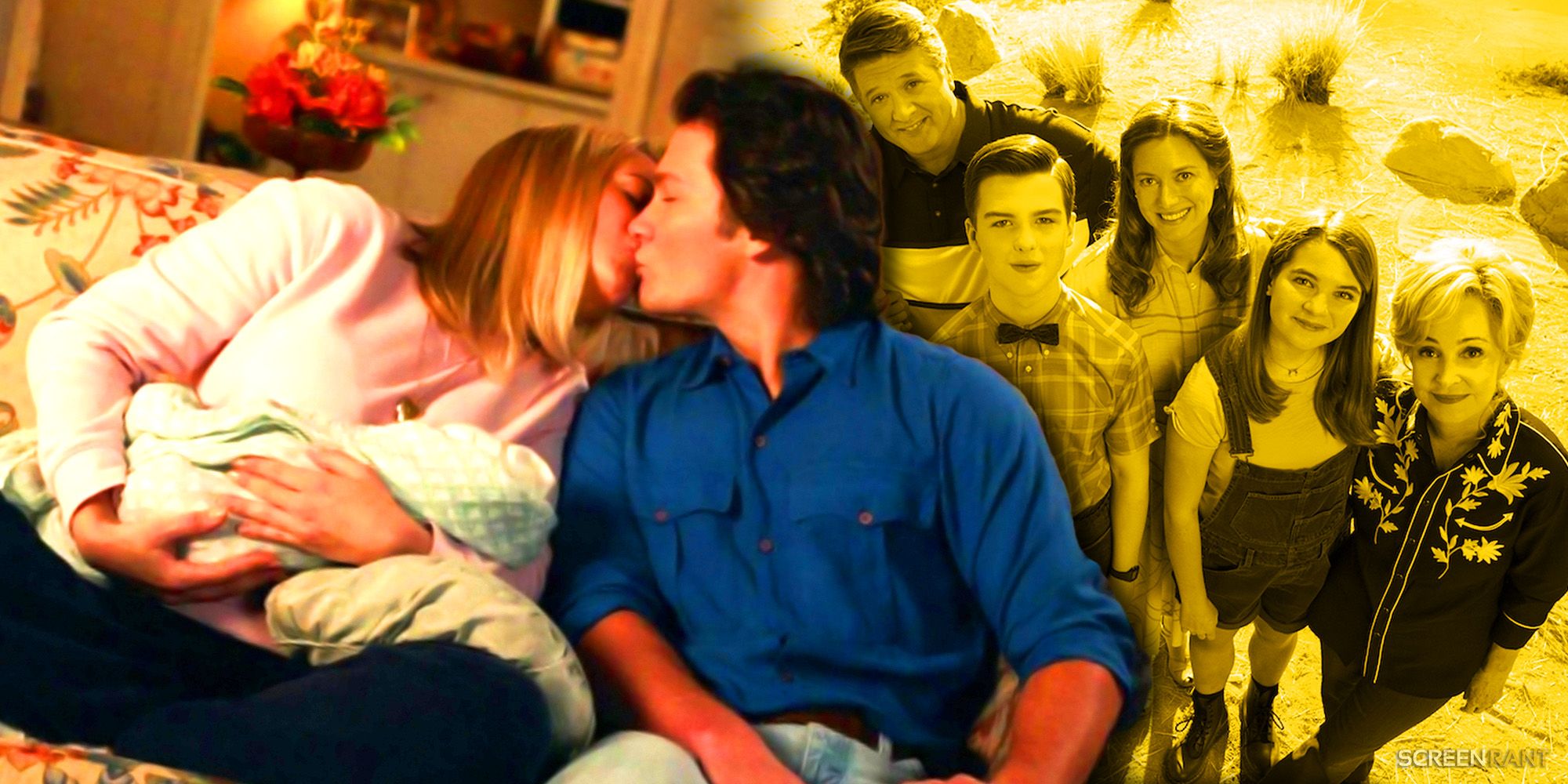 Mandy and Georgie kissing with the new Young Sheldon season 7 intro