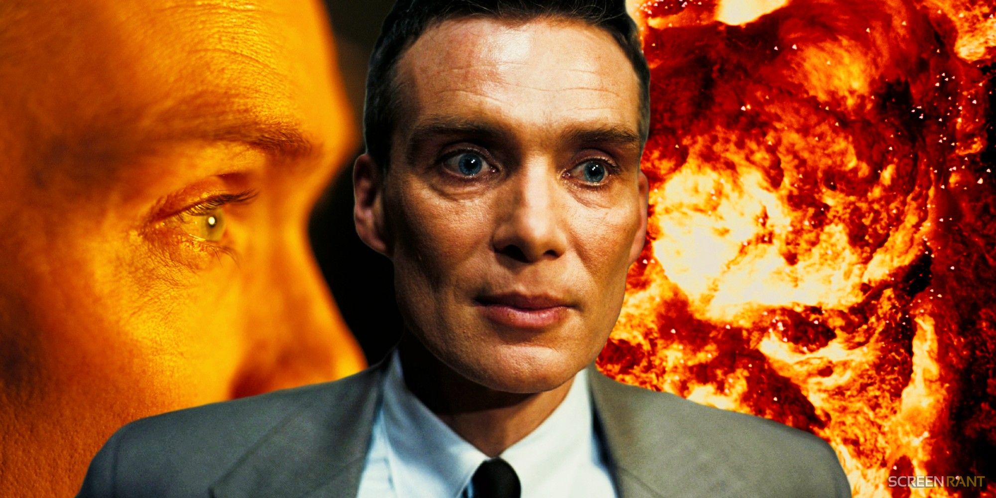 Cillian Murphy as J. Robert Oppenheimer watching the Trinity Test and the atomic bomb explosion in Oppenheimer