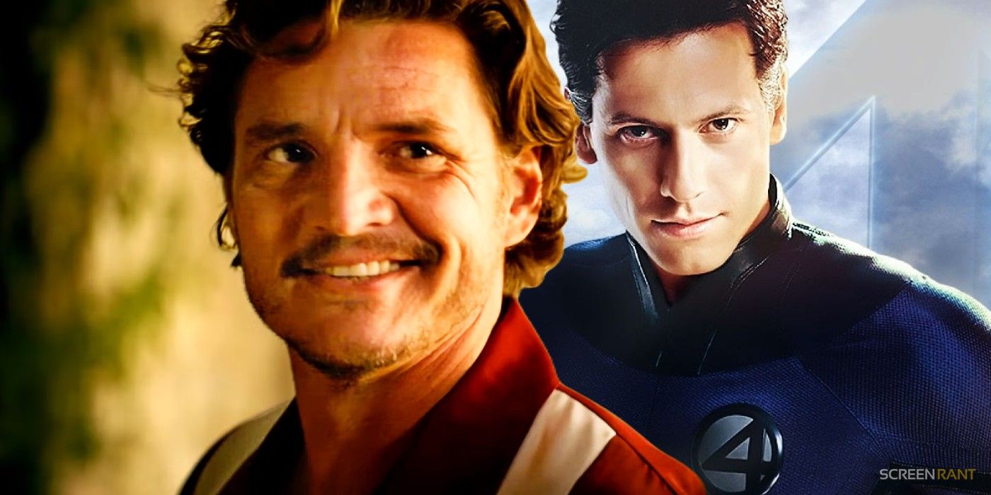 Pedro Pascal smiling and Ioan Gruffudd's Reed Richards