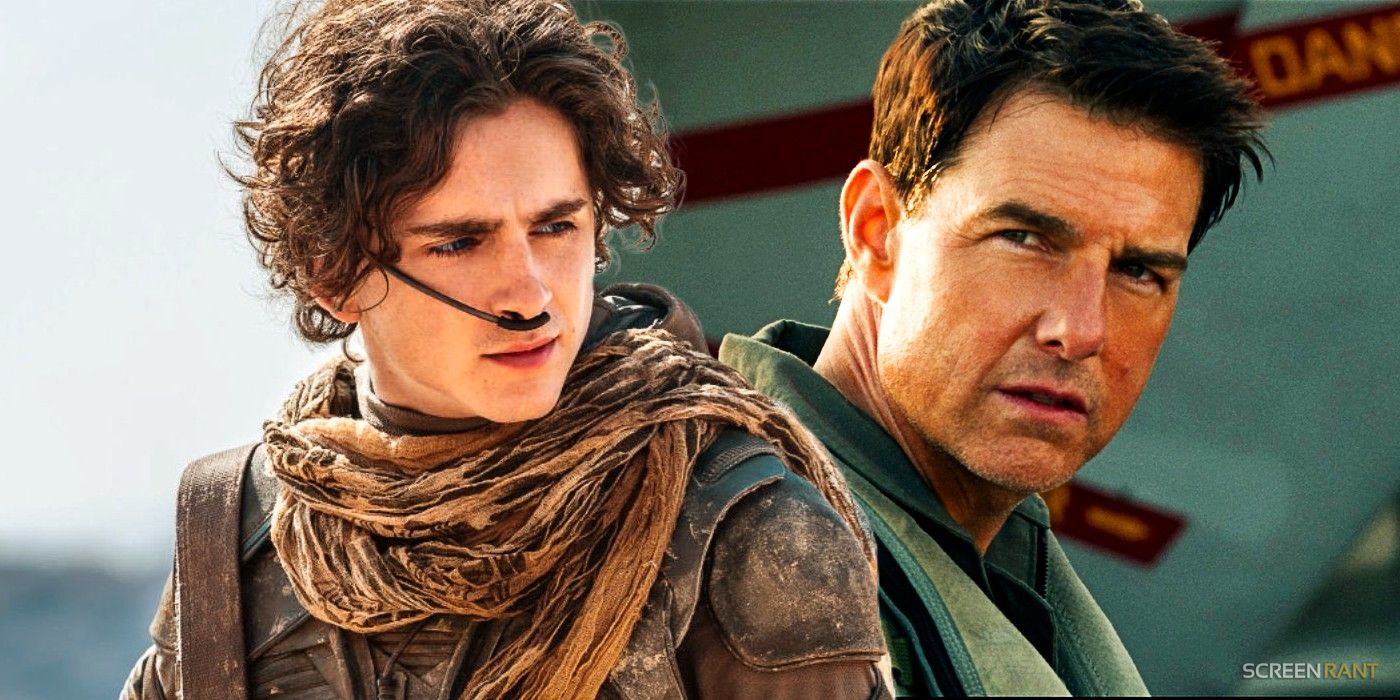 Timothee Chalamet in Dune and Tom Cruise in Top Gun Maverick