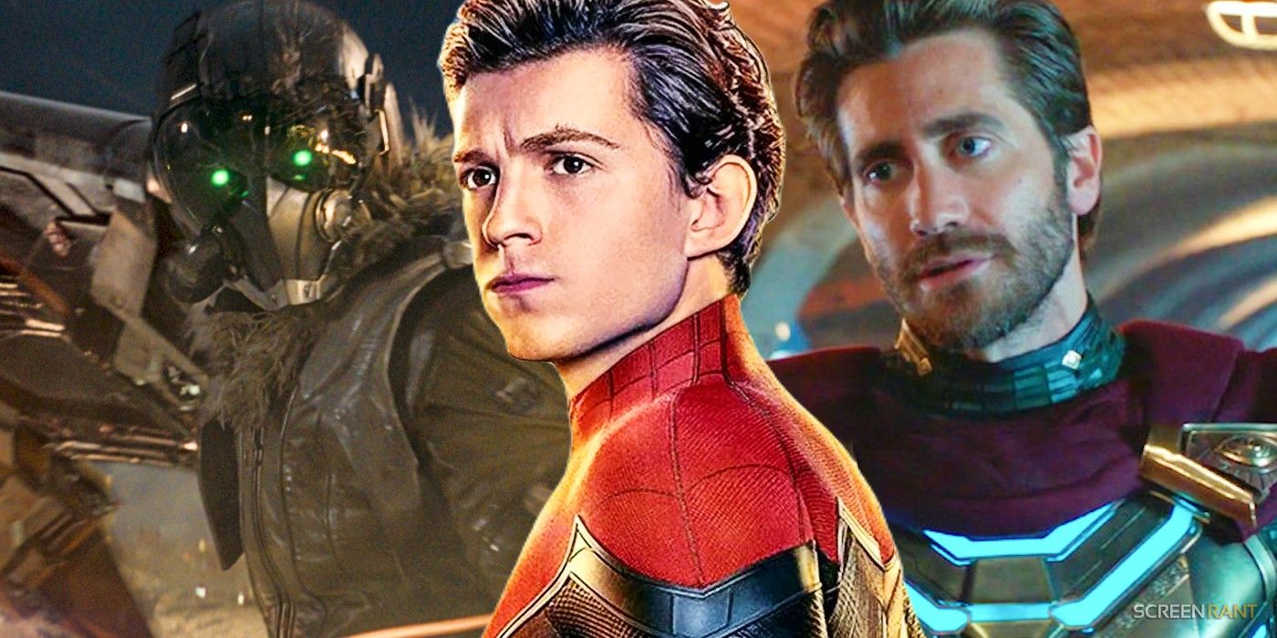Tom Holland's Spider-Man with Michael Keaton's Vulture and Jake Gyllenhaal's Mysterio