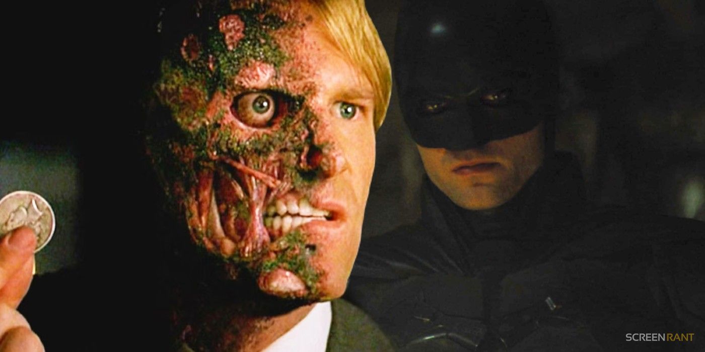 Aaron Eckhart's Two-Face and Robert Pattinson's Batman