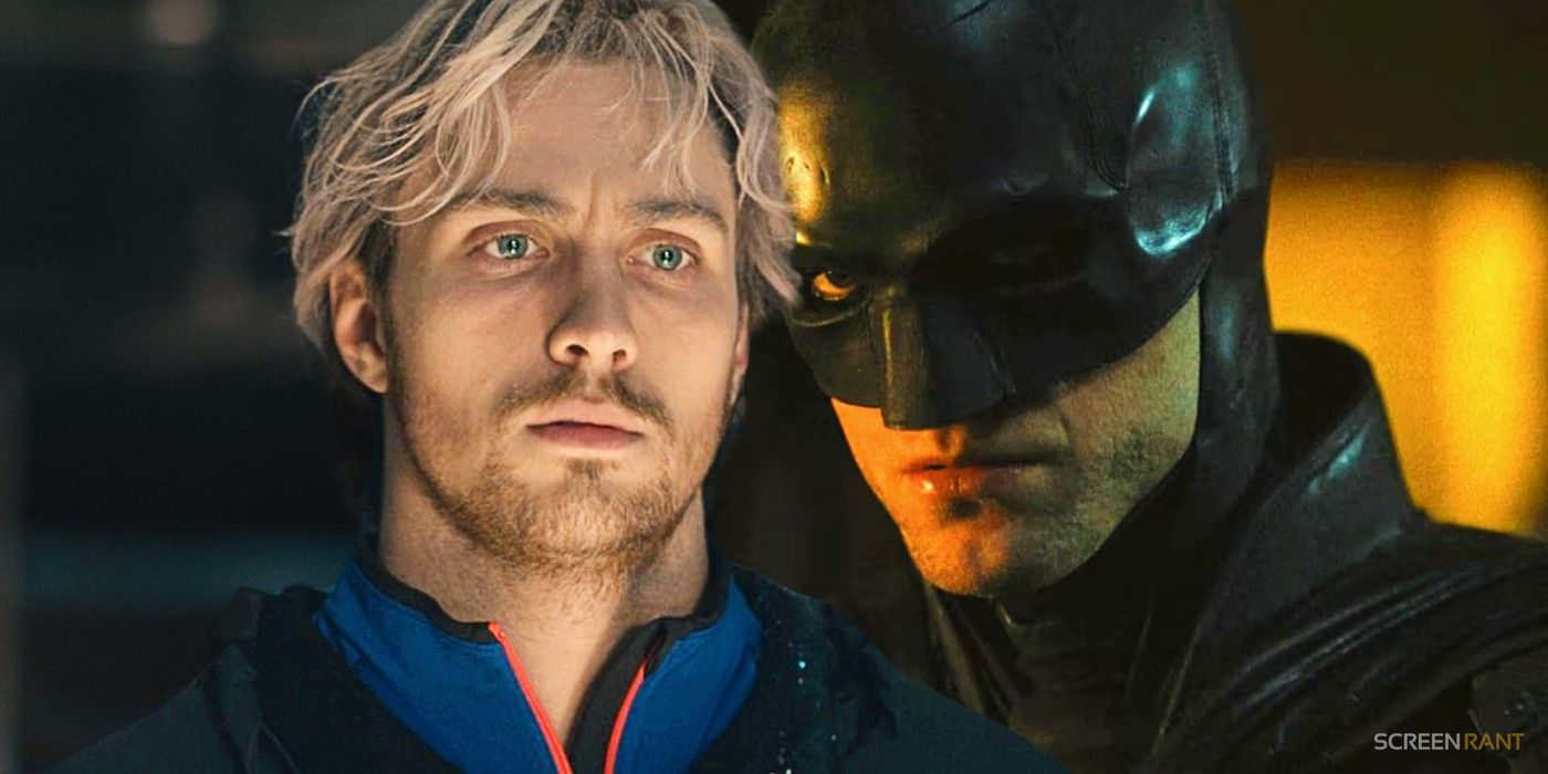 Aaron Taylor-Johnson as Quicksilver in Avengers: Age of Ultron and Robert Pattinson as Batman in The Batman
