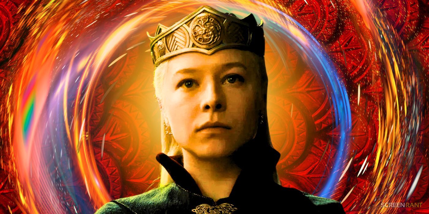 Emma D'Arcy as Rhaenyra Targaryen wearing a crown in House of the Dragon