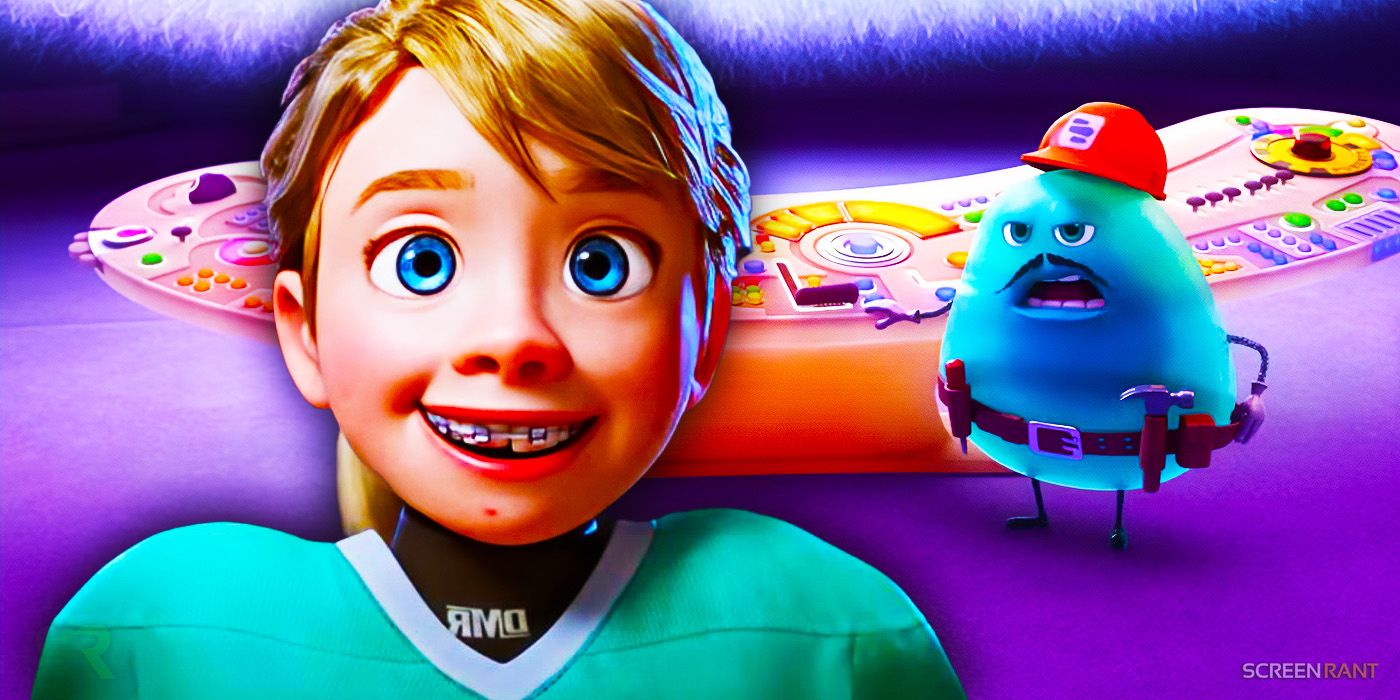 Riley smiling in Inside Out 2 with John Ratzenberger's Fritz from Inside Out's ending