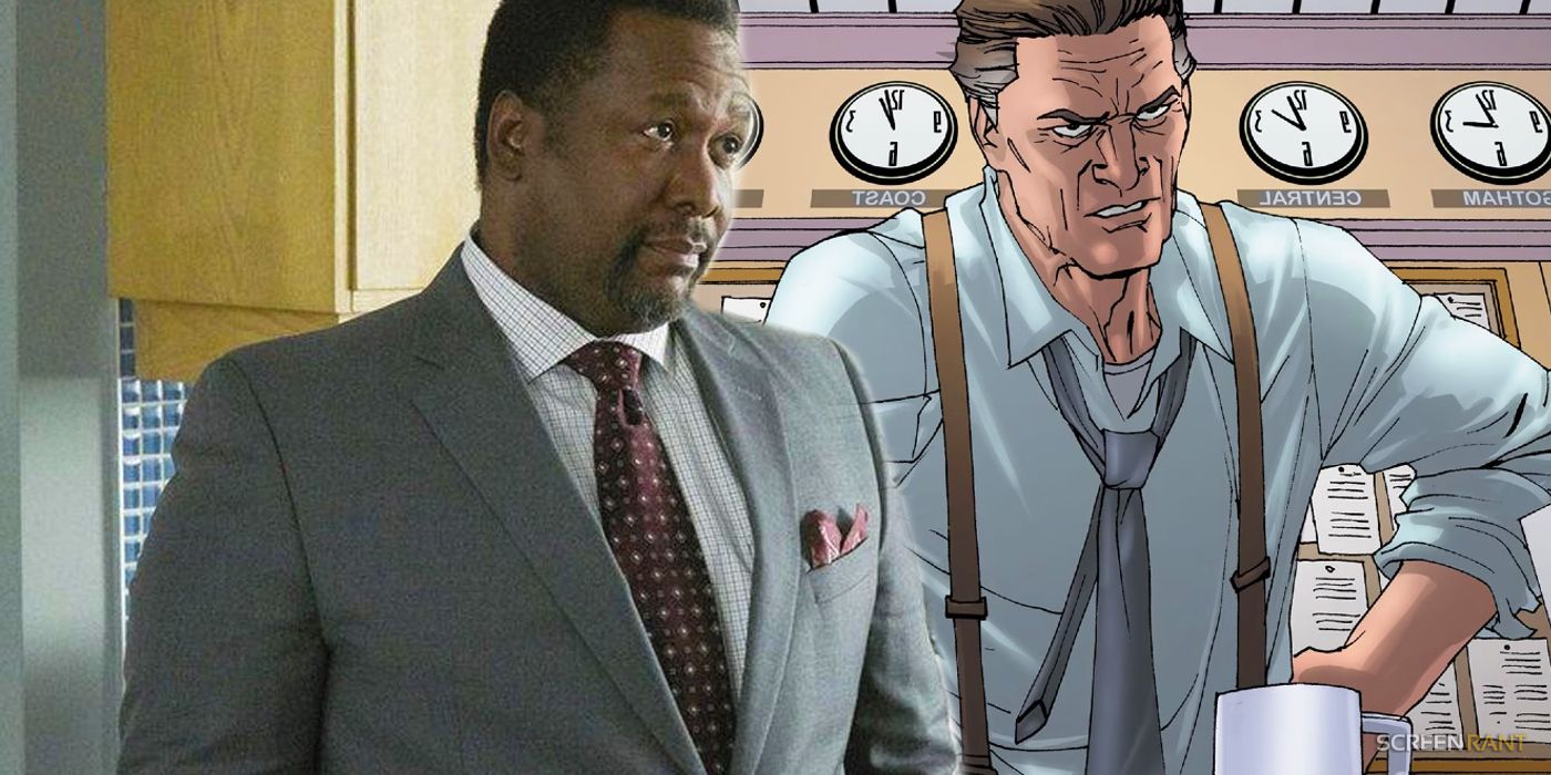 Wendell Pierce next to DC Comics' Perry White in the Superman comics