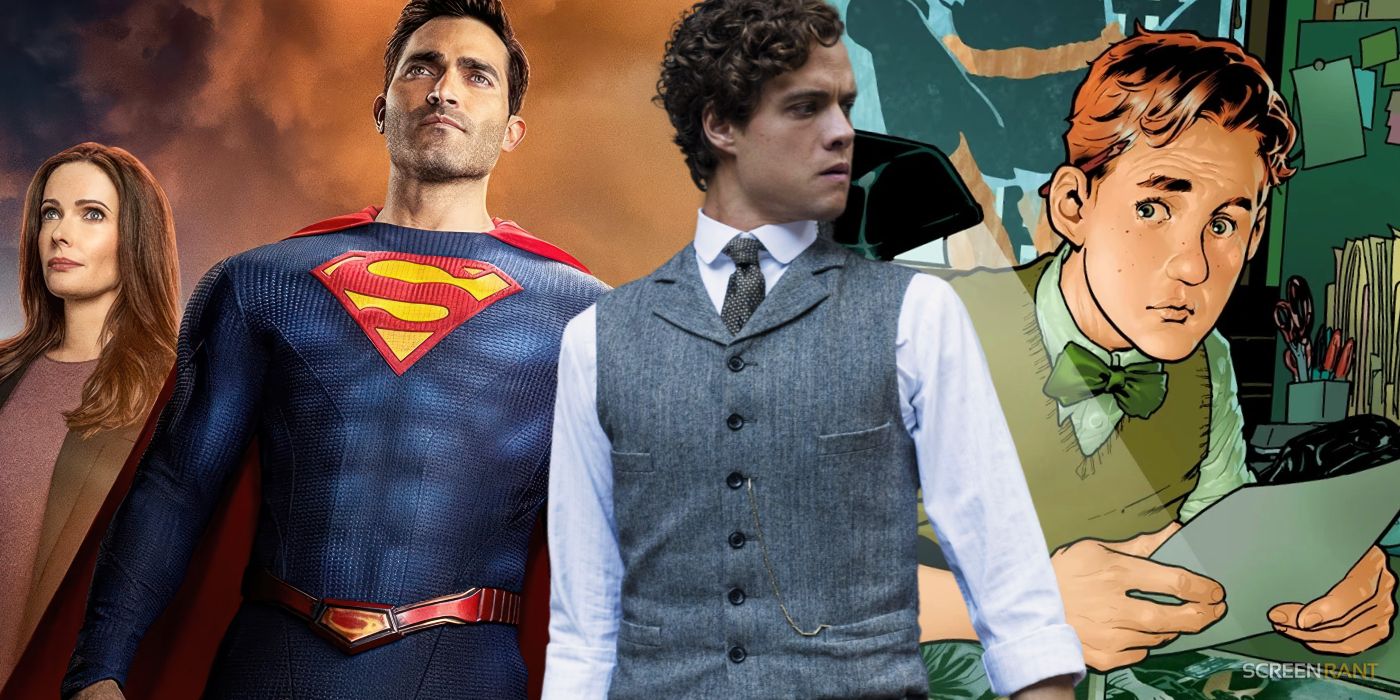 Douglas Smith with Superman and Lois on the left with Jimmy Olsen from the DC Universe