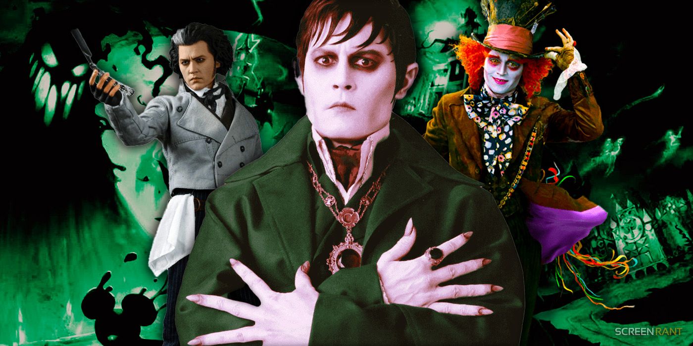 Johny Depp in the movies Dark Shadows, Alice in Wonderland and Sweeney Todd the demon barber of fleet street