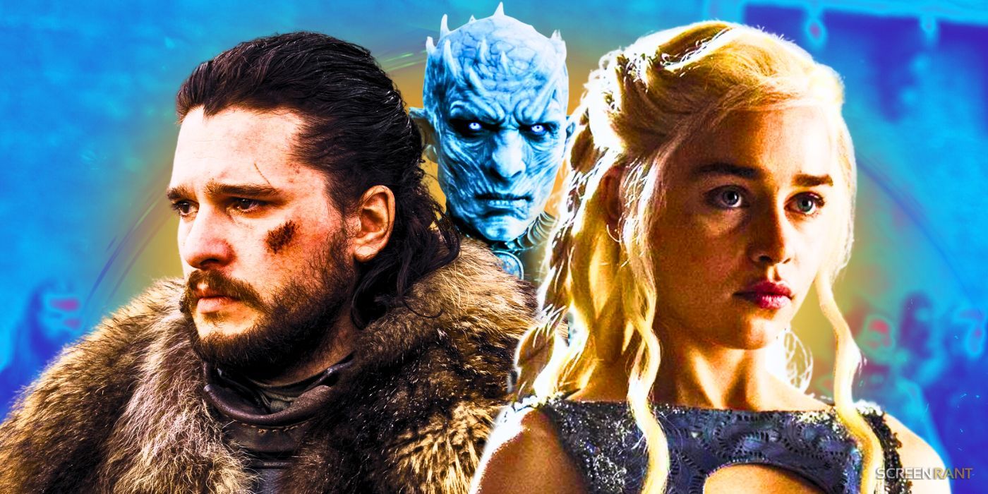 Kit Harington as Jon Snow, the Night King, and Emilia Clarke as Daenerys Targaryen in Game of Thrones