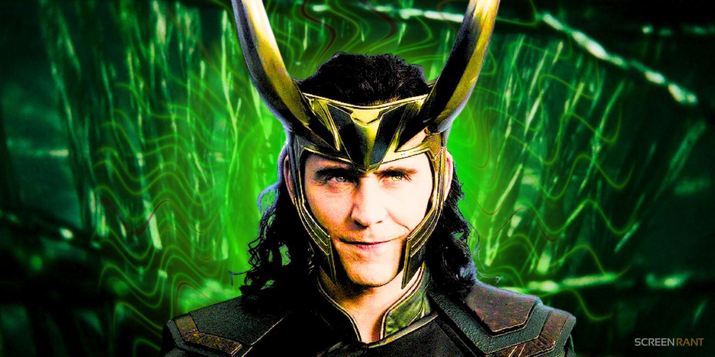 Tom Hiddleston's Loki with Thor: Ragnarok armor against a Loki season 2 green multiverse backdrop