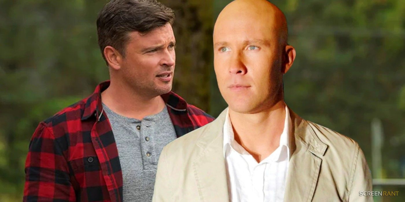 Michael Rosenbaum as Lex Luthor in Smallville and Tom Welling as Clark Kent in Crisis on Infinite Earths
