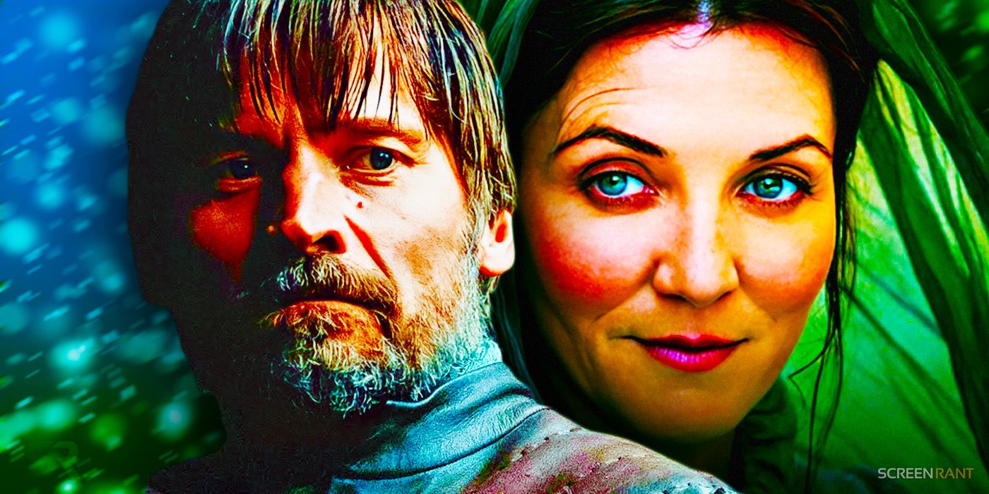 Nikolaj Coster-Waldau as Jaime Lannister and Michelle Fairley as Catelyn Stark in Game of Thrones