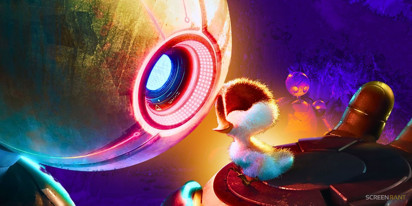 The Wild Robot and a little bird in DreamWorks' new movie.