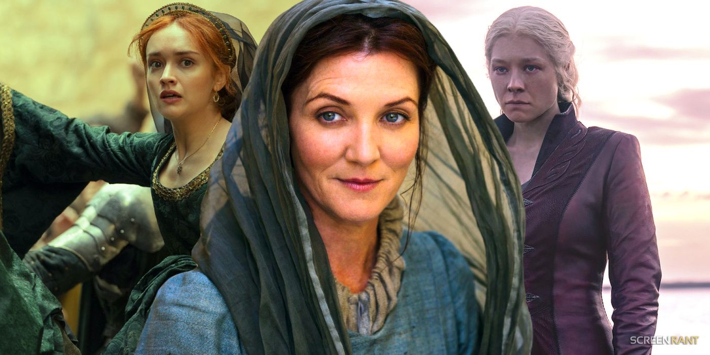 Alicent and Rhaenyra in House of the Dragon season 2, with Catelyn Stark from Game of Thrones in the middle