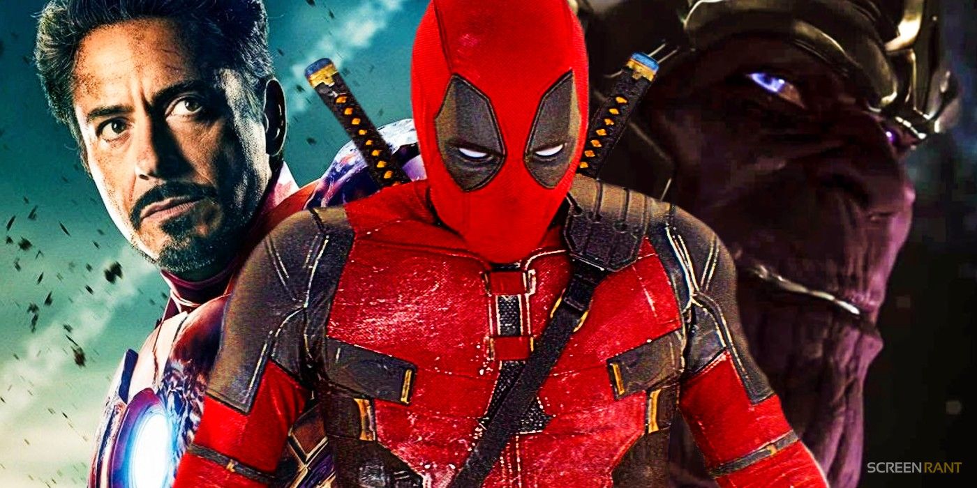 Deadpool in the Deadpool & Wolverine trailer and Iron Man unmasked & Thanos in The Avengers