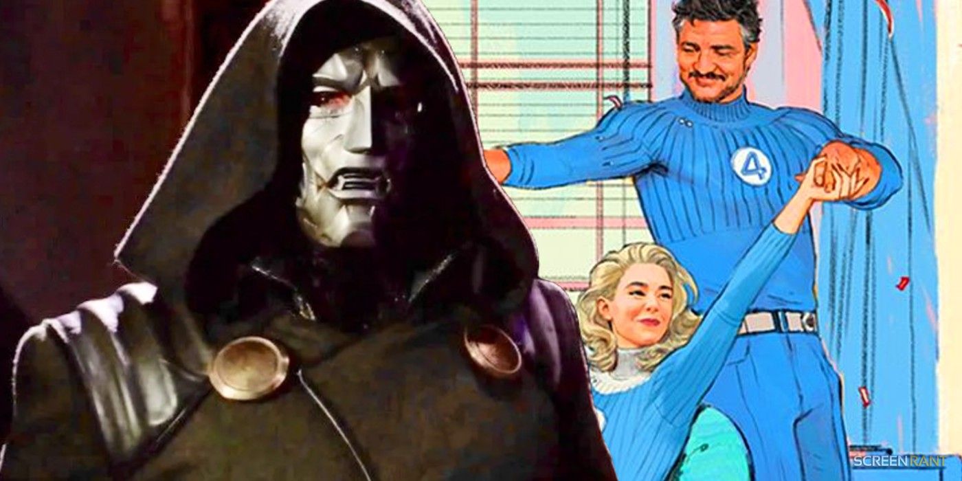Doctor Doom from the canceled Fantastic Four movie and Reed Richards & Sue Storm in MCU art