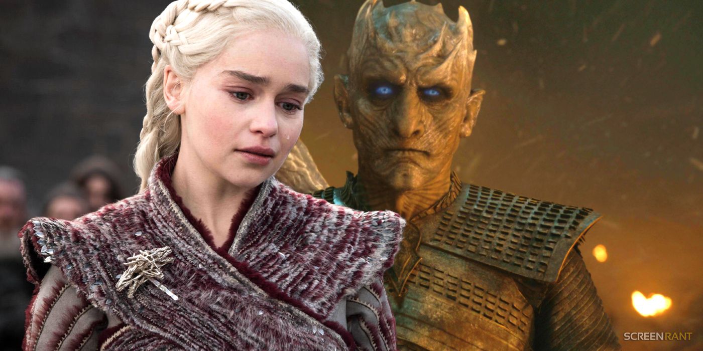 Emilia Clarke as Daenerys Targaryen alongside the Night King in Game of Thrones season 8