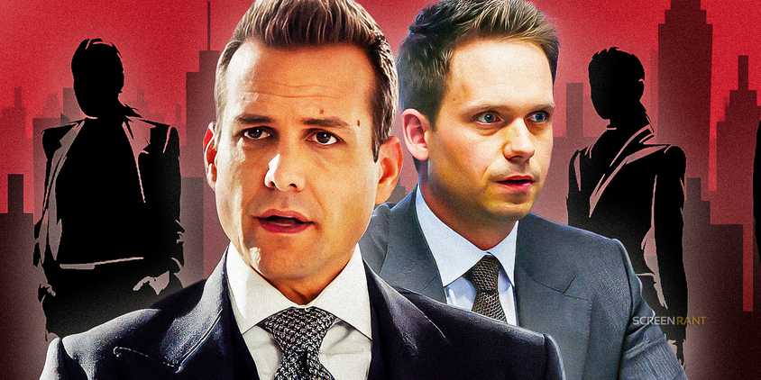 Gabriel Macht as Harvey Specter and Patrick J. Adams as Mike Ross in Suits.