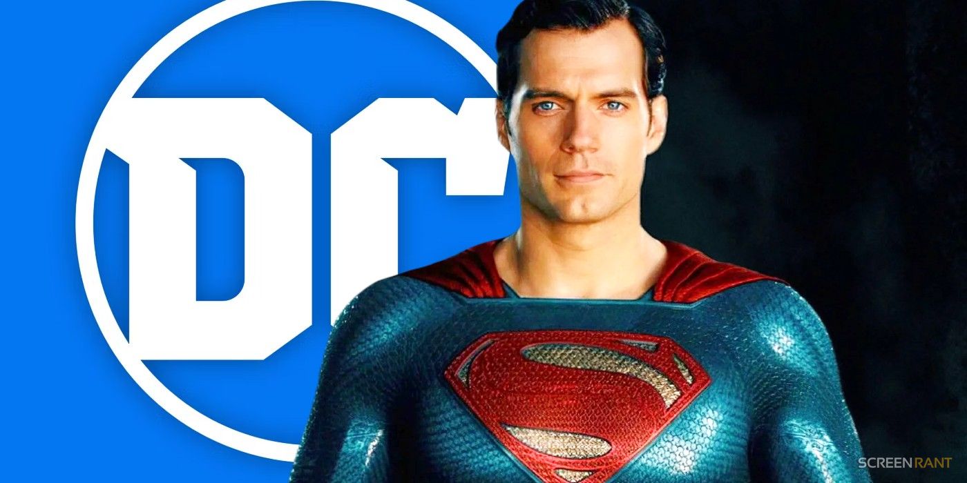 Henry Cavill as Superman and the DC Comics logo