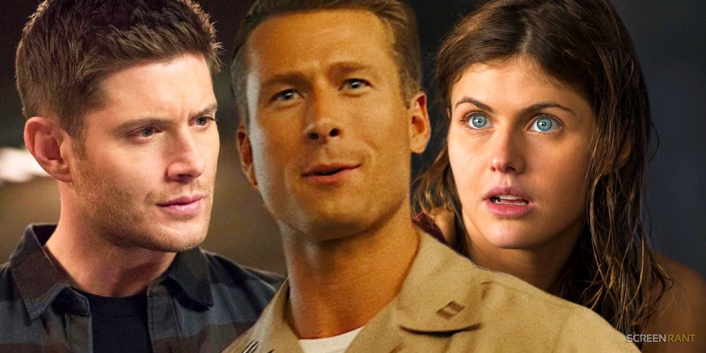 Jensen Ackles in Supernatural, Glen Powell in Top Gun: Maverick, and Alexandra Daddarion in Baywatch