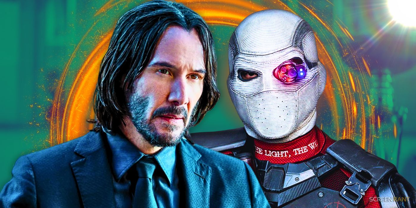 John Wick 4 shot of Keanu Reeves and 2016 Suicide Squad's Deadshot