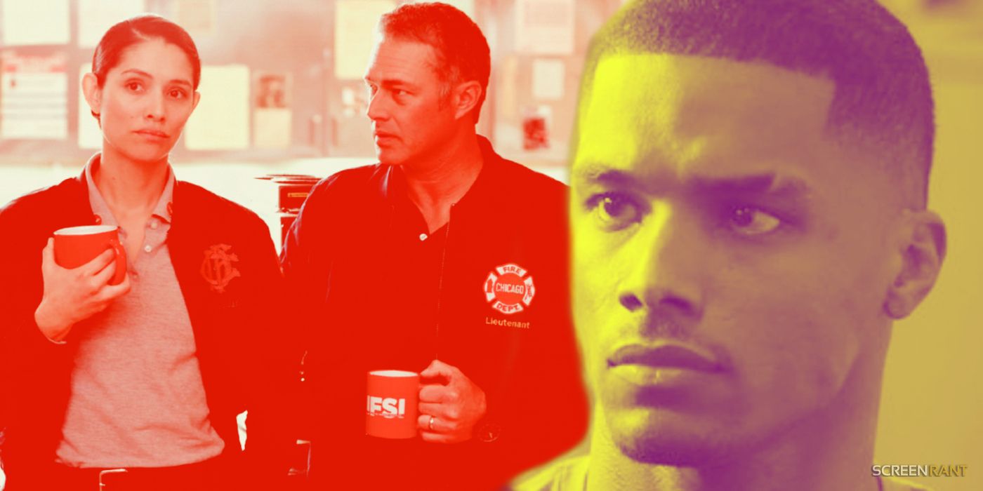 Miranda Rae Mayo as Kidd, Taylor Kinney as Severide, and Rome Flynn as Gibson in Chicago Fire