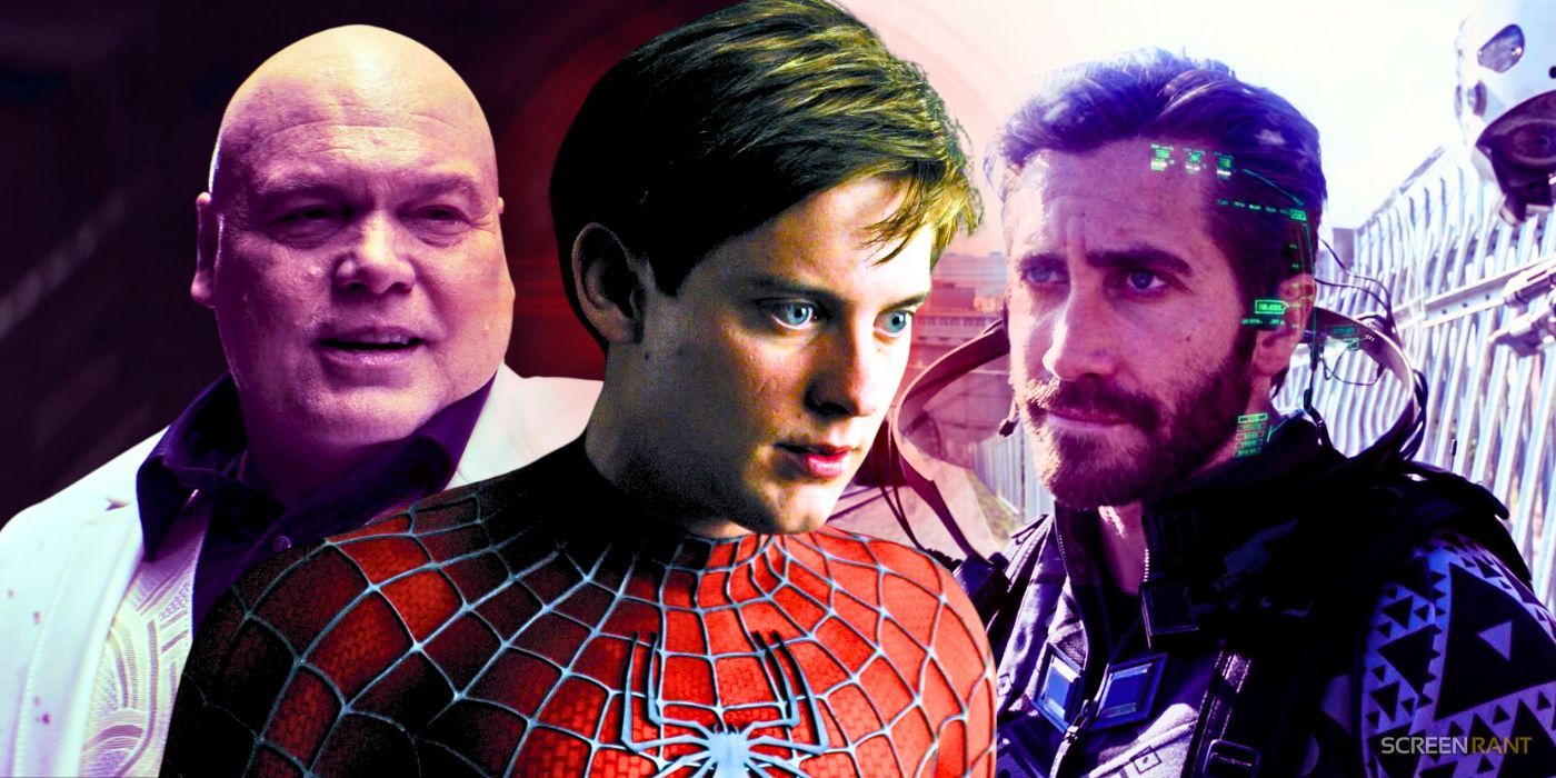 Spider-Man actor Tobey Maguire, Kingpin star Vincent D'Onofrio, and Mysterio actor Jake Gyllenhaal