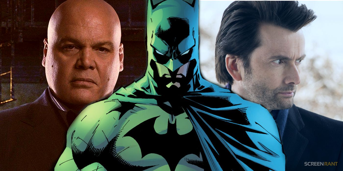 Batman from DC Comics with the MCU's Kingpin and Kilgrave on his left and right.