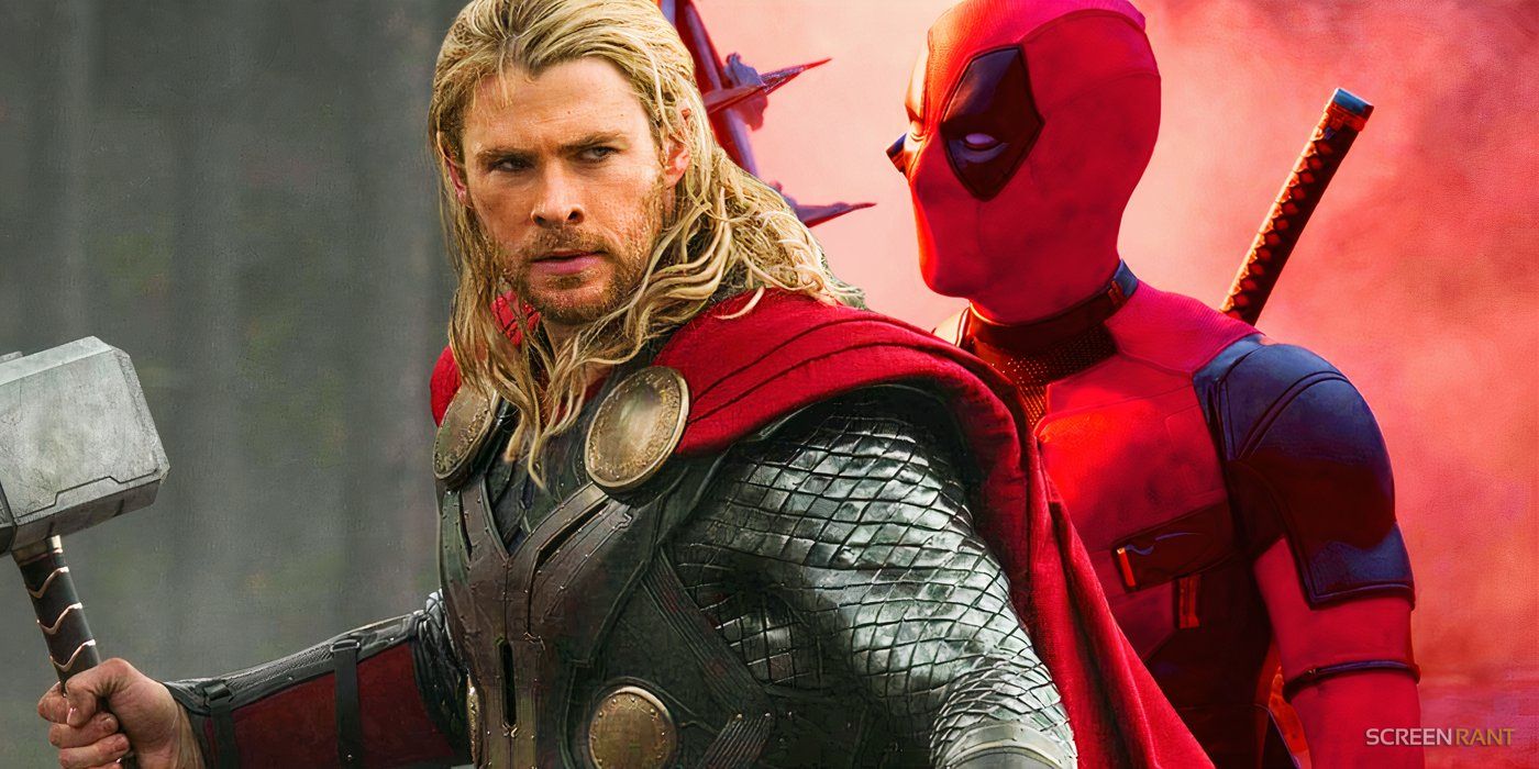 Thor Chris Hemsworth en Thor: El mundo oscuro y Deadpool Ryan Reynolds en Deadpool y Wolverine