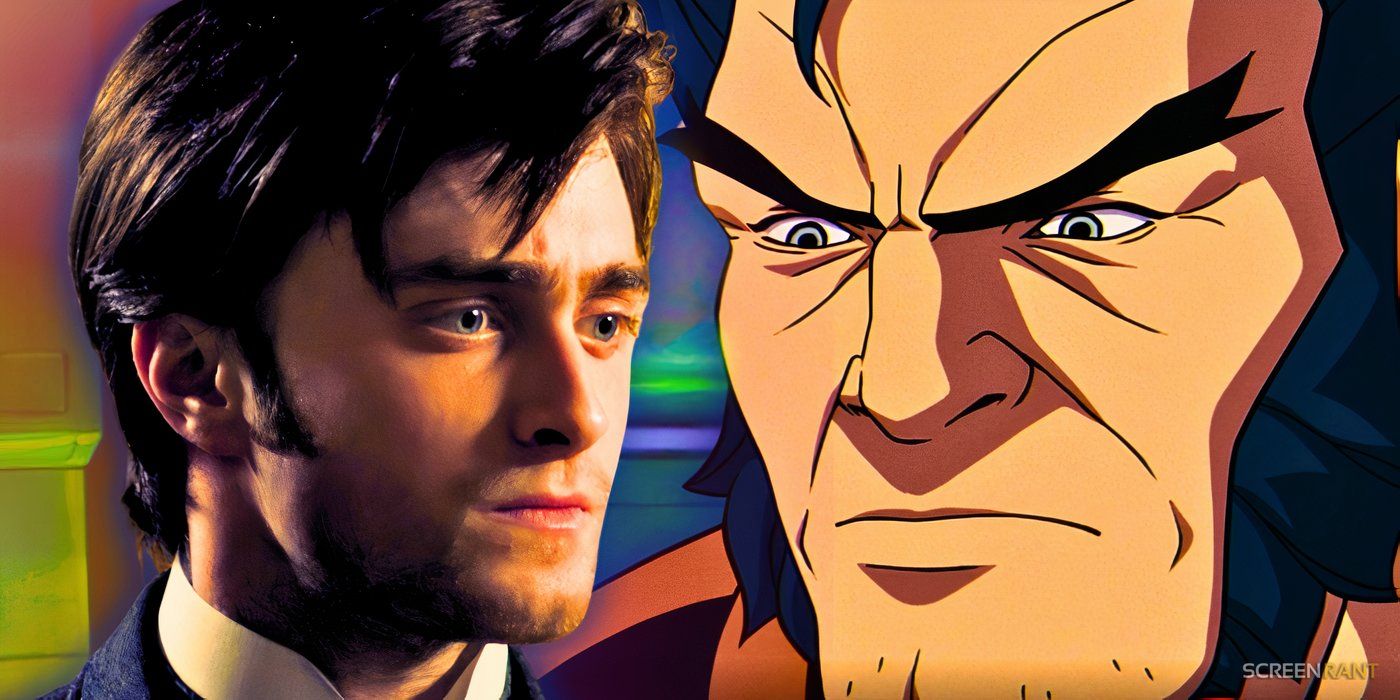 Daniel Radcliffe in The Woman in Black and X-Men '97's Wolverine, both with a concerned look