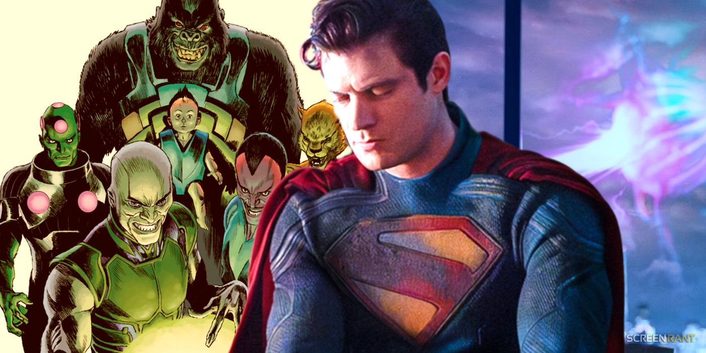 The Legion of Doom having an evil smile with David Corenswet&rsquo;s Superman suiting up