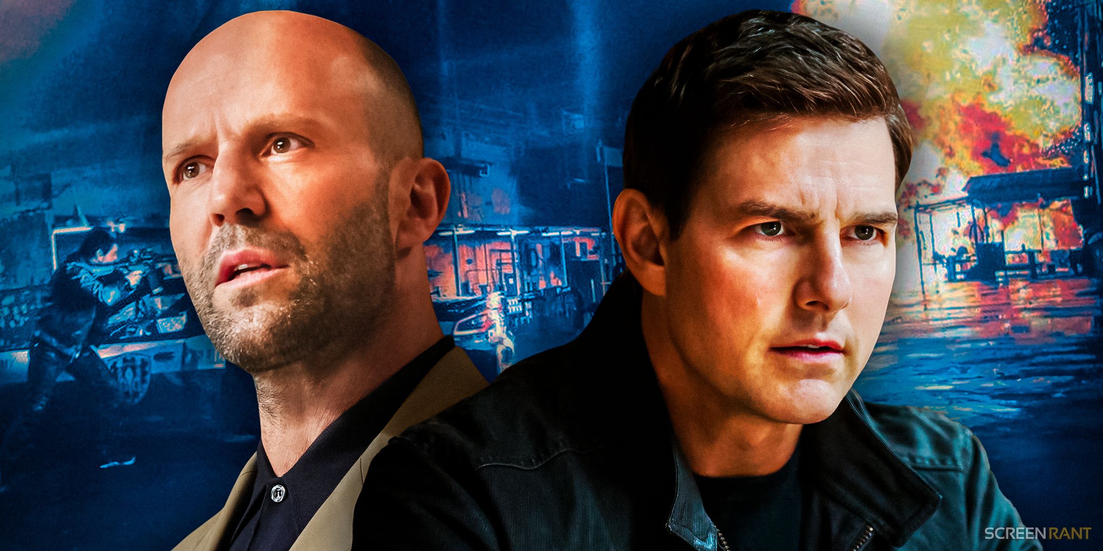 Jason Statham as Orson from Operation Fortune Ruse de Guerre and Tom Cruise as Jack Reacher from Never Go Back