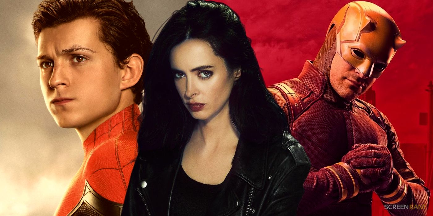 Jessica Jones actor Krysten Ritter with Tom Holland's Spider-Man and Charlie Cox's Daredevil