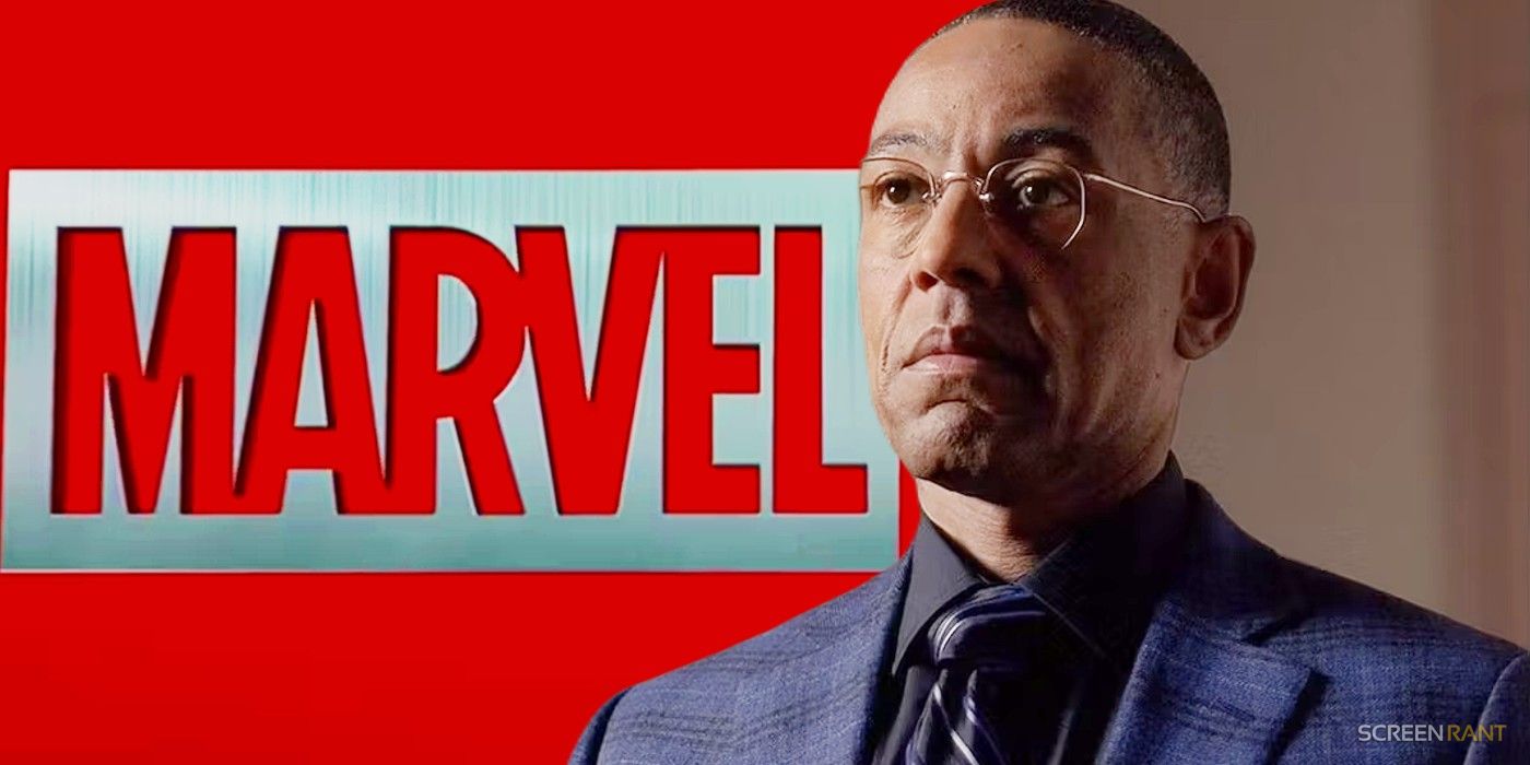 Marvel Studios logo and Giancarlo Esposito as Gus Fring in Breaking Bad