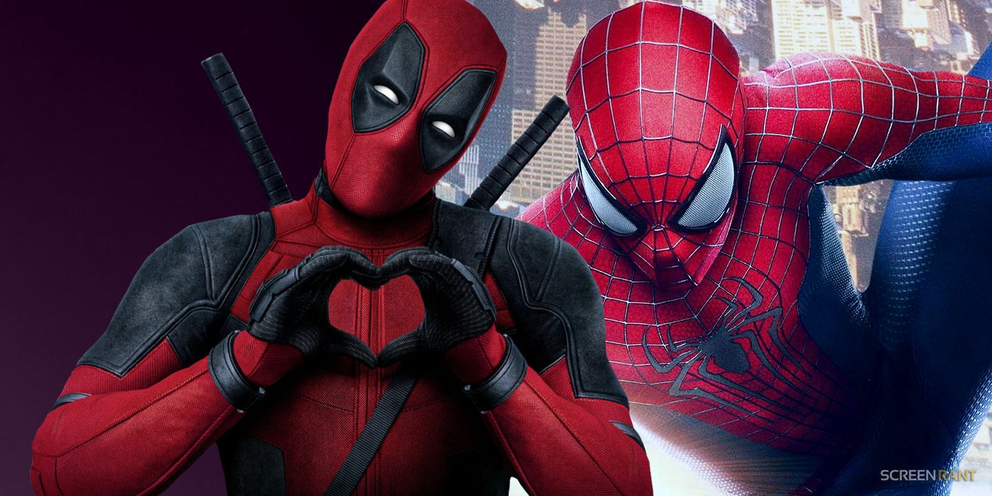 Ryan Reynolds' Deadpool showing love with Andrew Garfield's Spider-Man on his right