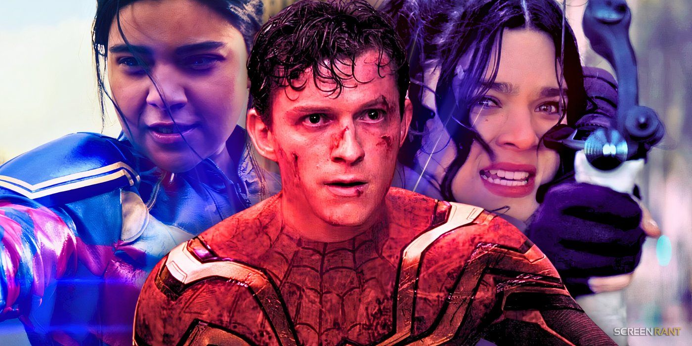 Tom Holland's Spider-Man bruised with Ms. Marvel and Kate Bishop using their powers at each side