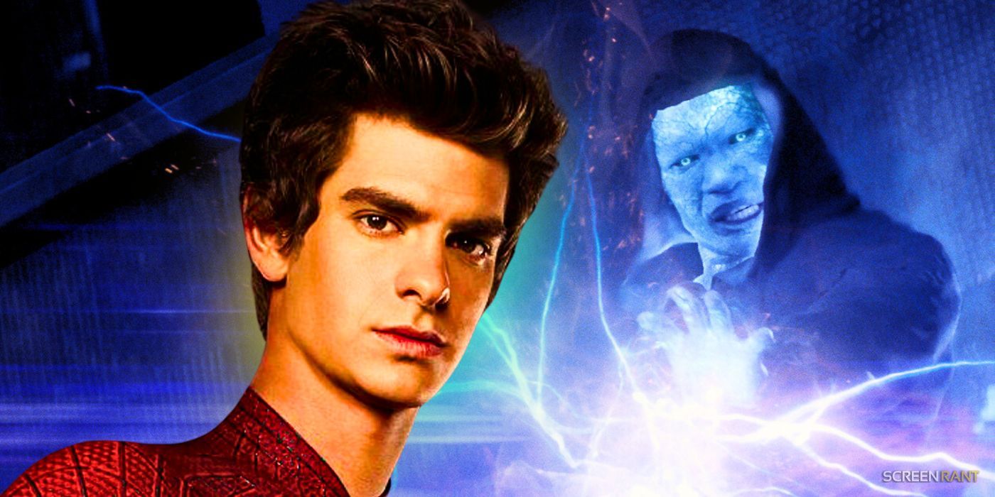 Andrew Garfield's unmasked Spider-Man and Jamie Foxx's Electro using his powers in The Amazing Spider-Man 1 and 2, respectively