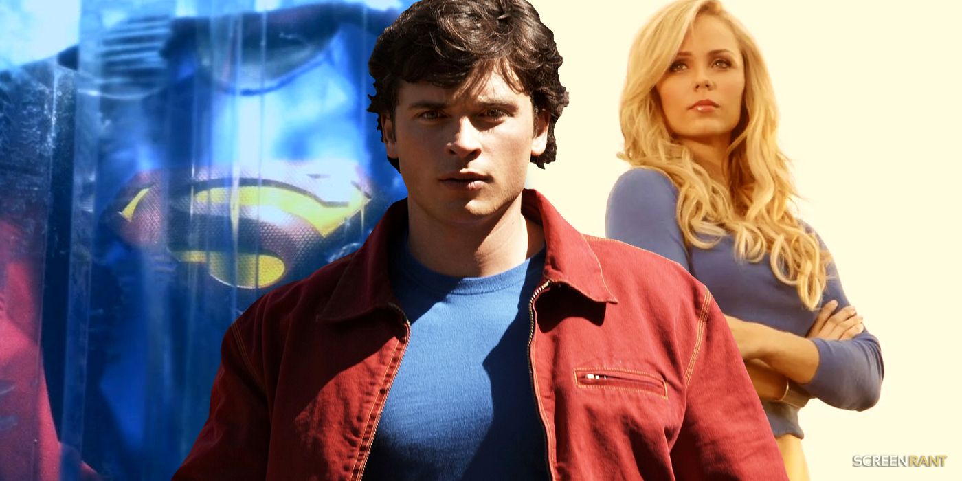 Tom Welling's Clark Kent and Laura Vandervoort's Kara Kent looking heroic in Smallville