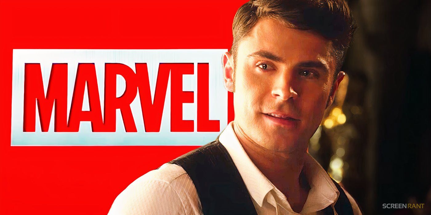 Zac Efron in The Greatest Showman and the Marvel Studios logo