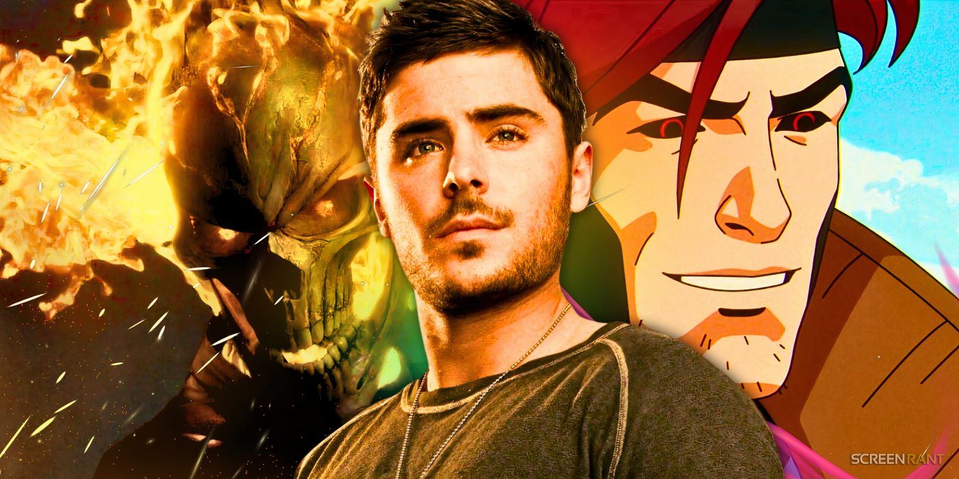 Zac Efron in The Lucky One, Ghost Rider, and Gambit from X-Men '97